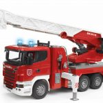 Camião dos Bombeiros Scania Bruder com Escada, Bomba de Água com módulo de luz e som!