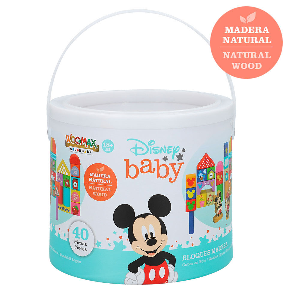 Conjunto de 40 blocos de madeira Disney Mickey e Minnie