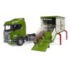 Camião Bruder de transporte de animais Scania com 1 vaca